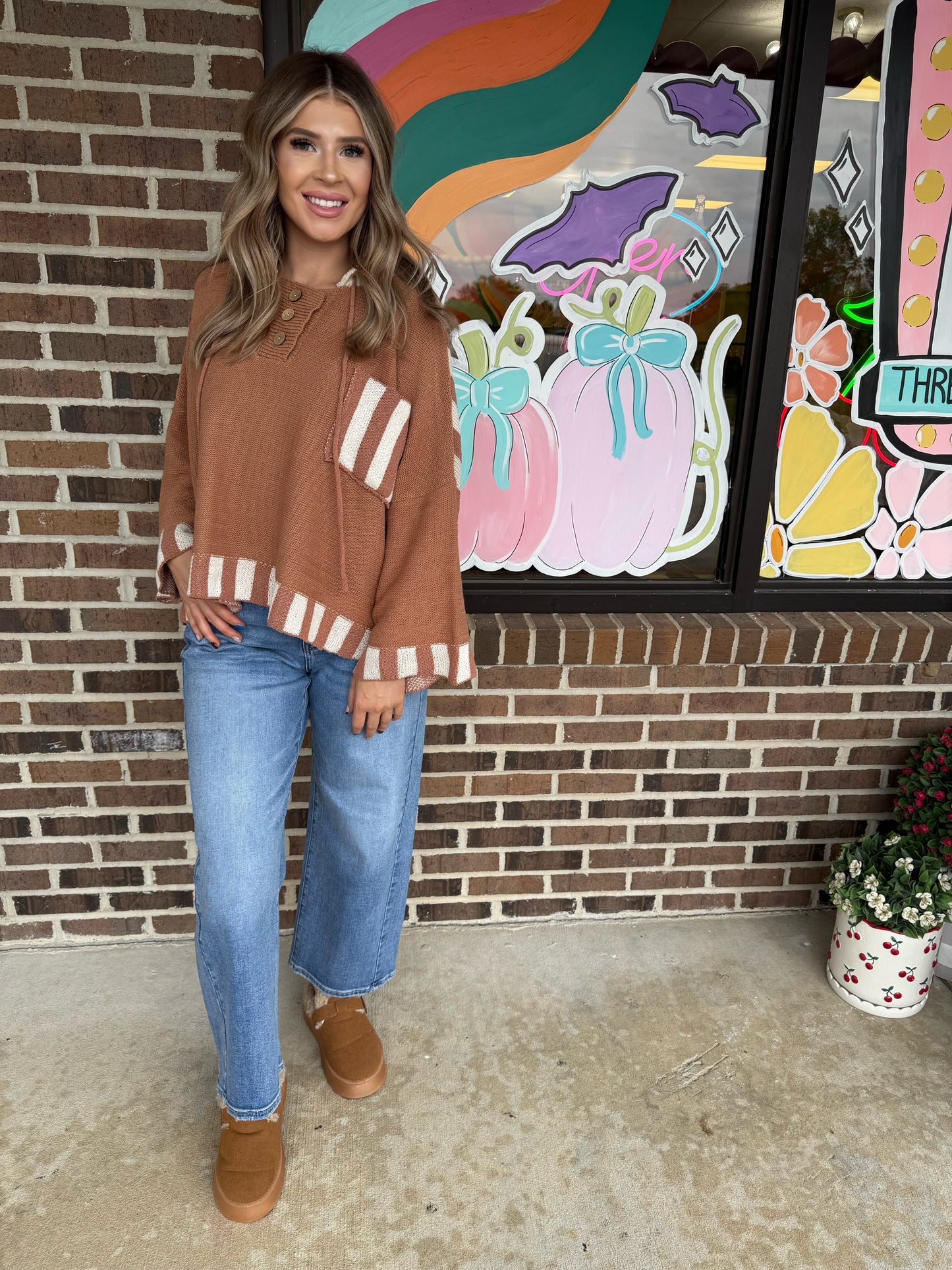 Nellie Color Block Stripe Knit Hoodie