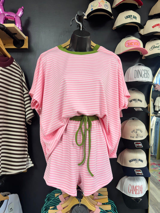 Stevie Striped Knit Top and Shorts Set
