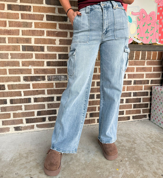 Ada High Rise Wide Leg Cargo Jeans