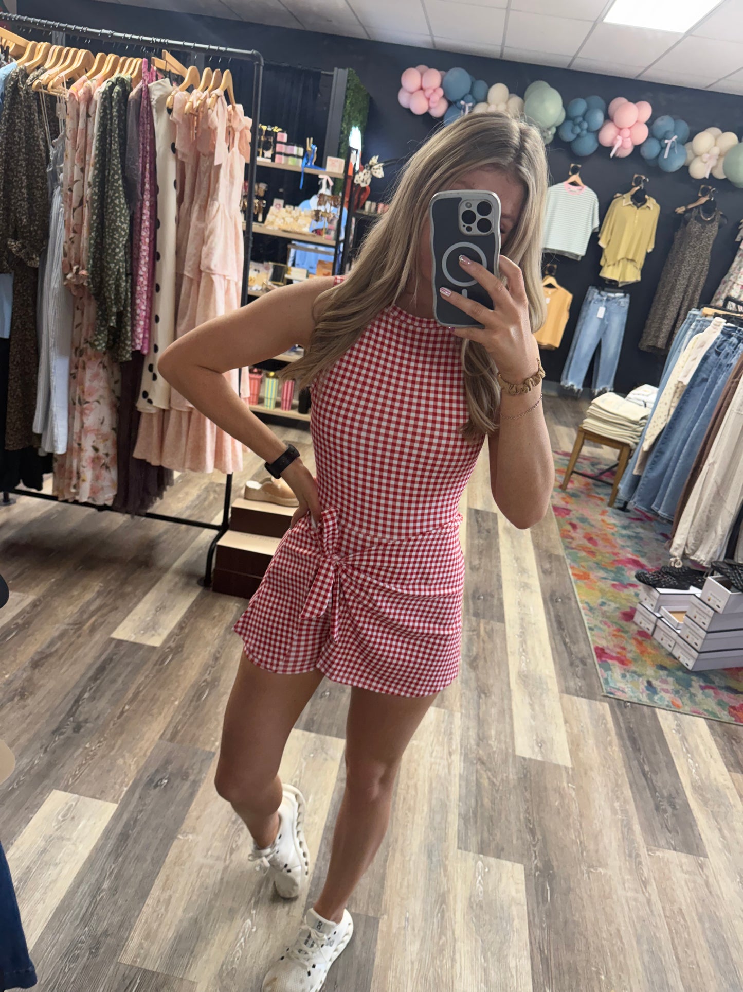 Ruby Wrap Gingham Athleisure Dress