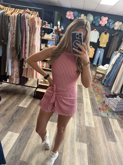 Ruby Wrap Gingham Athleisure Dress