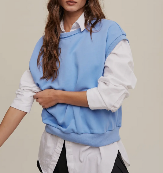 Boxy Crew Neck Sweater Vest Pullover