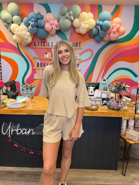 Quinny Striped Tee & Shorts Set