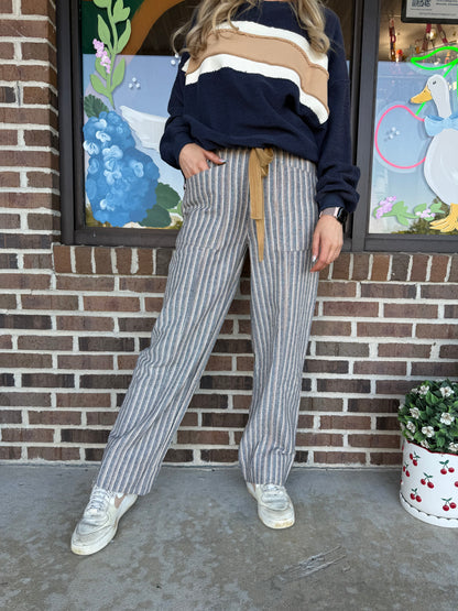 Shay Striped Wide Leg Drawstring Pants
