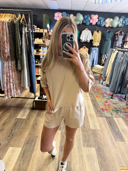 Quinny Striped Tee & Shorts Set