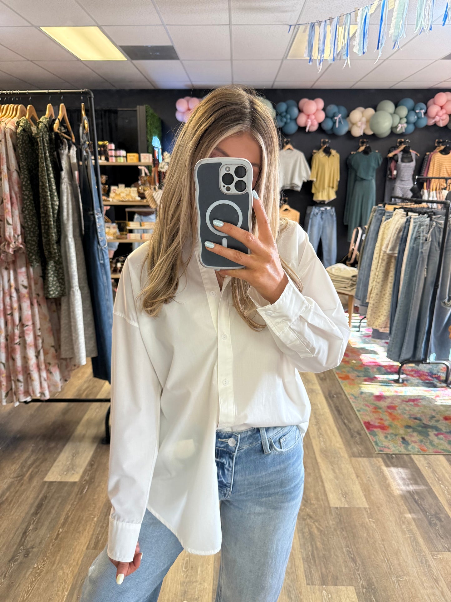 All White Button Down Shirt