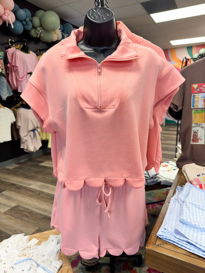 Coral Cove Scallop Shorts Set