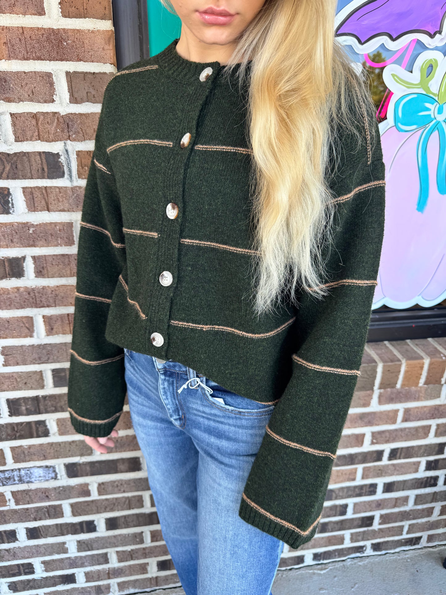 Honey Striped Button Up Cardigan