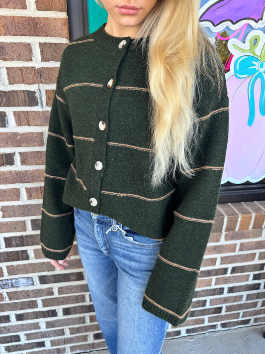 Honey Striped Button Up Cardigan