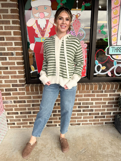 Cassie Striped Hooded Cardigan