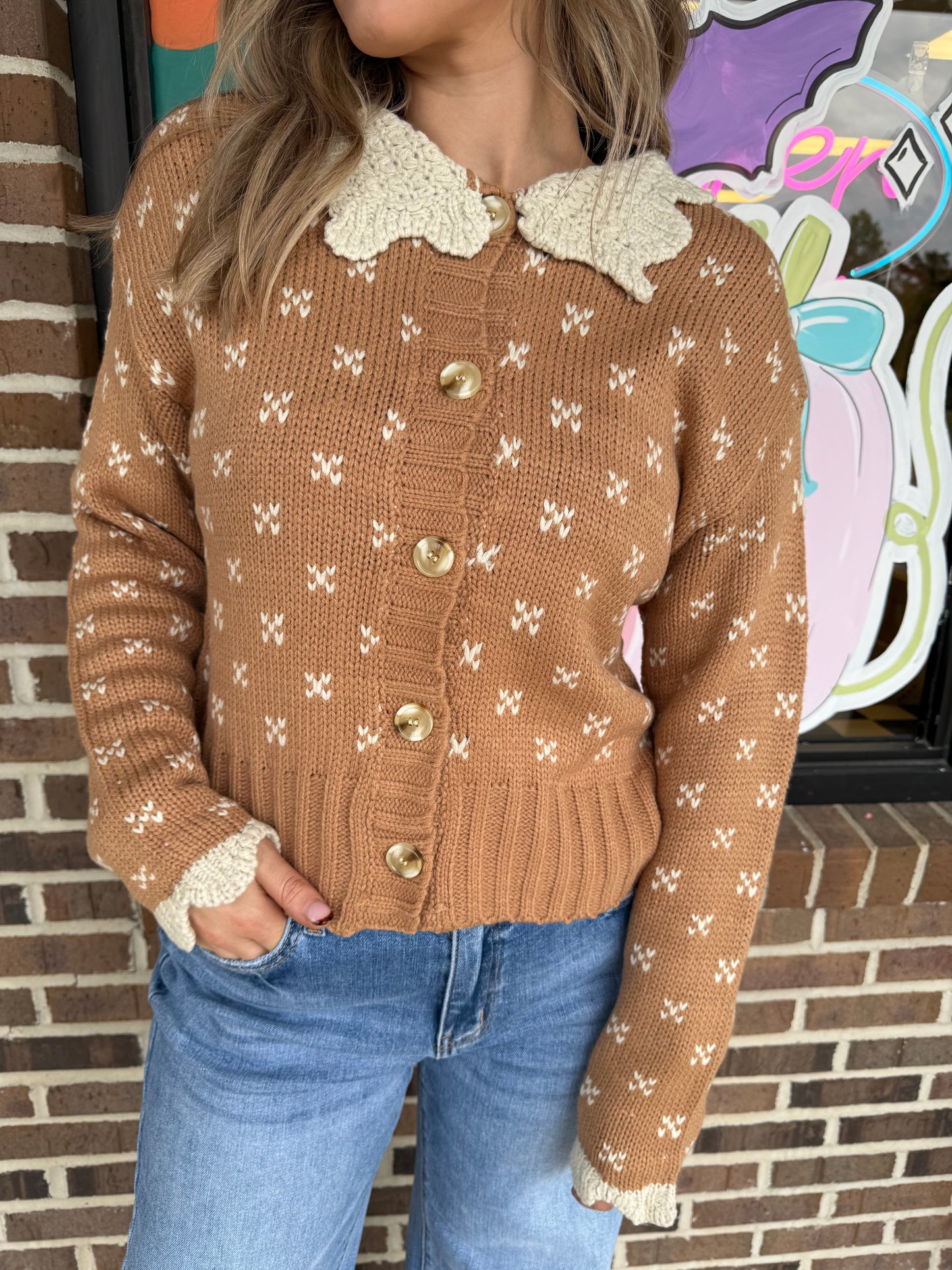 Darla Scalloped Collar Cardigan