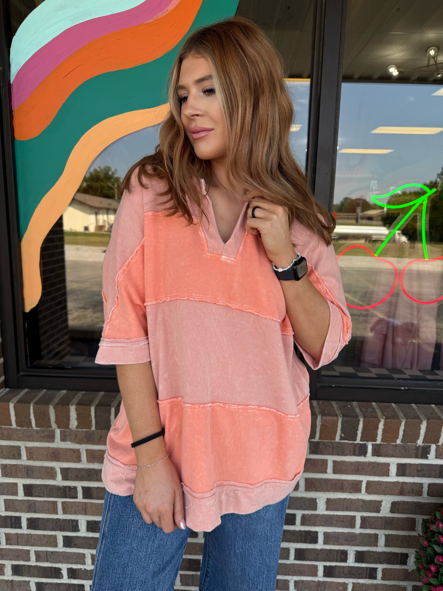 Jessie Striped Contrast Top