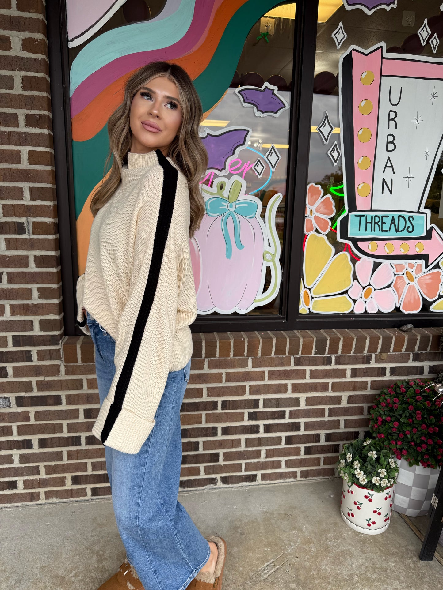 Macey Mock Neck Contrast Sweater