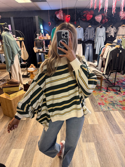 Kelly Striped Oversized Crewneck Sweatshirt