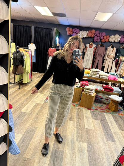 Cameron Plaid Pattern Barrel Pants