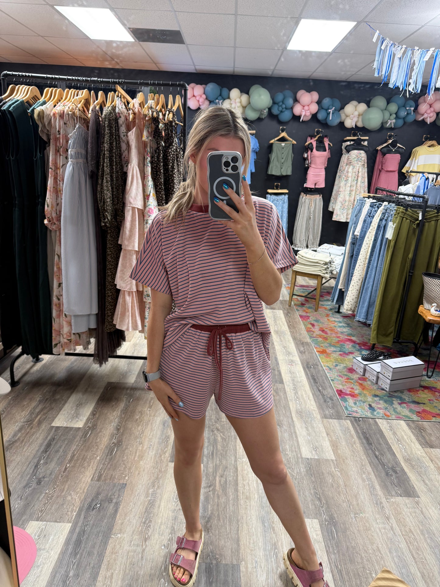 Raegan Striped Knit Top and Shorts Set