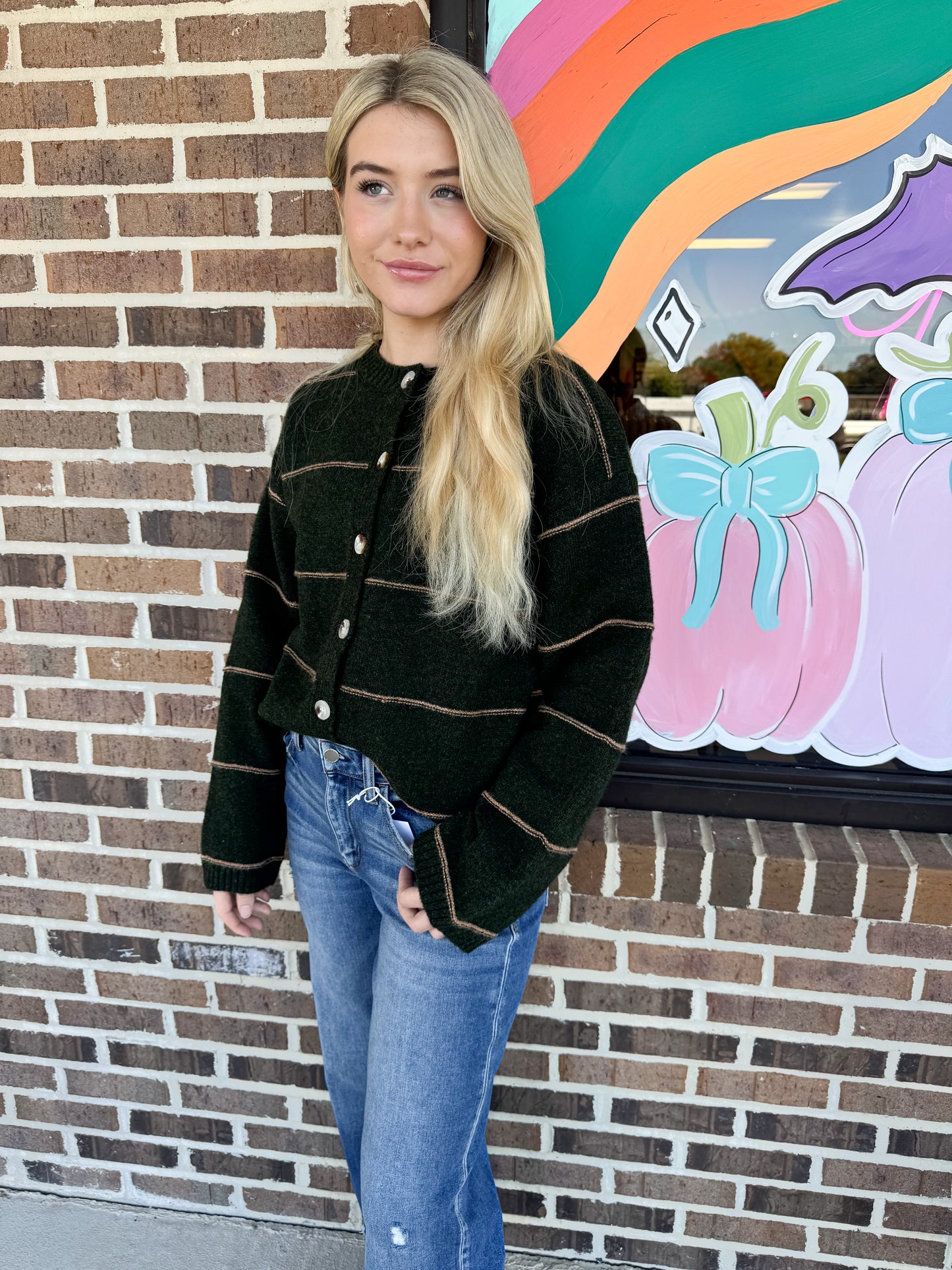 Honey Striped Button Up Cardigan