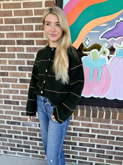 Honey Striped Button Up Cardigan