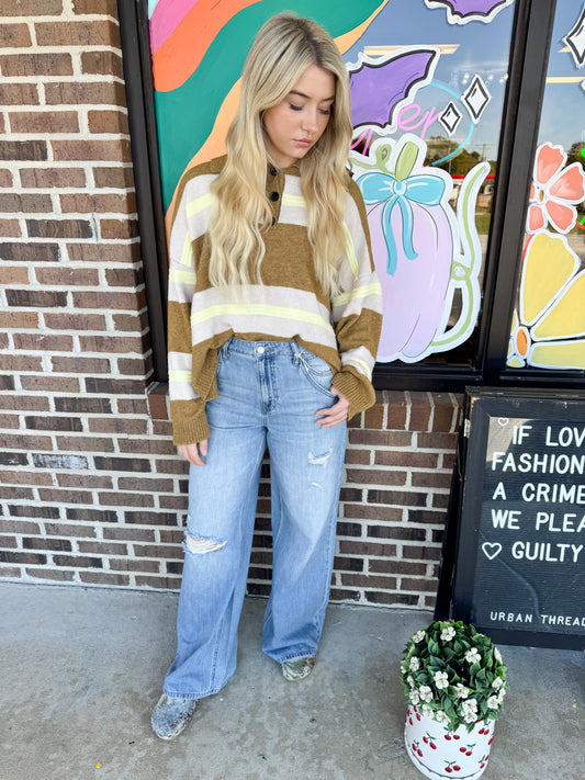 Sianna Striped Rugby Sweater