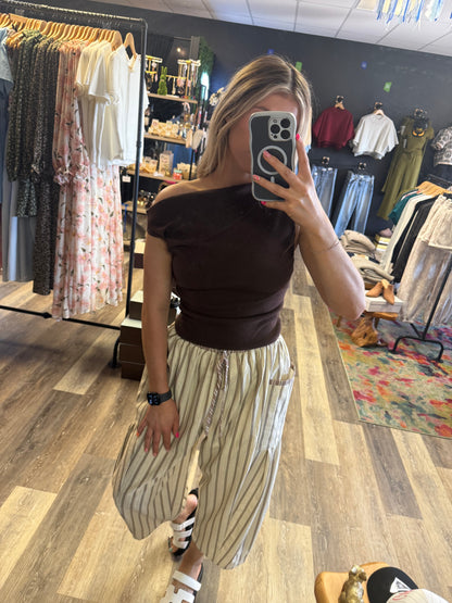 Allie Asymmetrical Swoop Neck Sweater Top