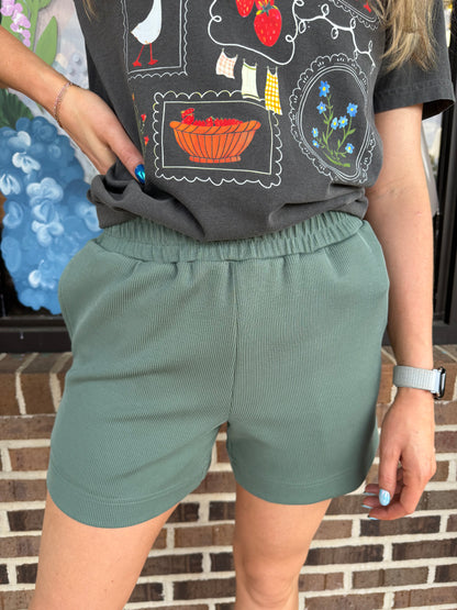 Evergreen Luxe Ribbed Lounge Shorts