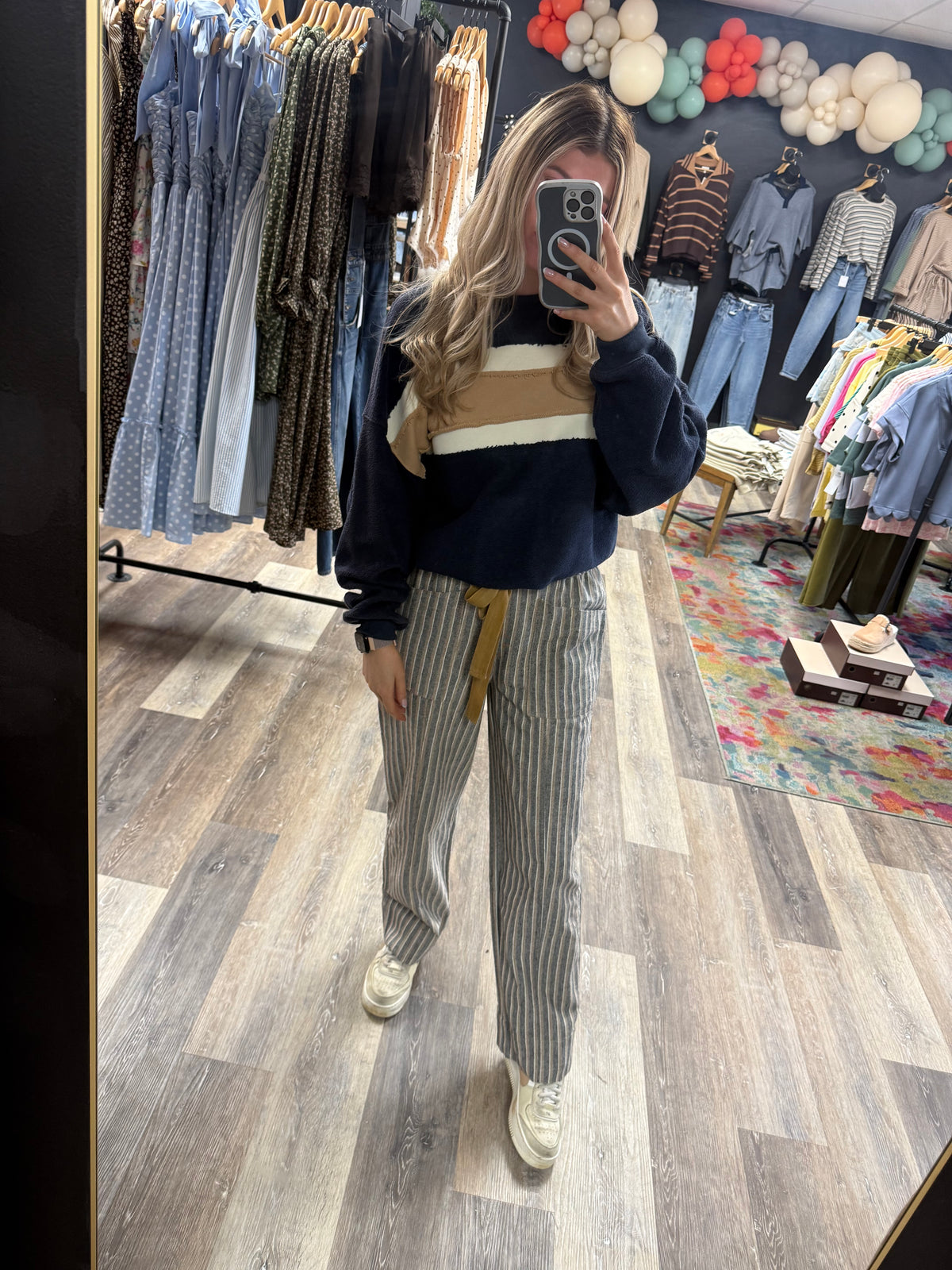 Shay Striped Wide Leg Drawstring Pants