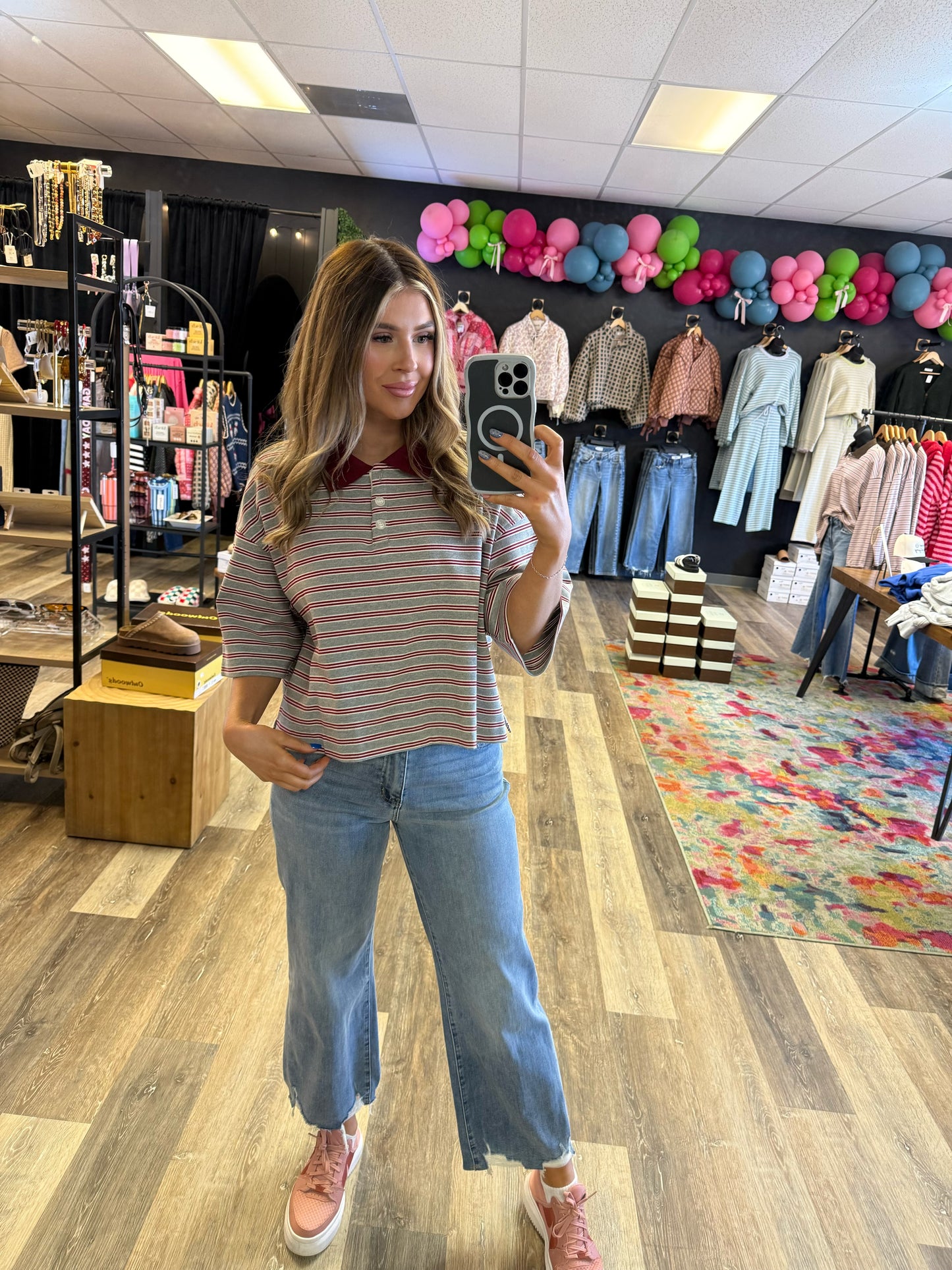 Maisie Striped Polo Knit Top