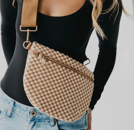 Kenley Checkered Leather Belt Bag