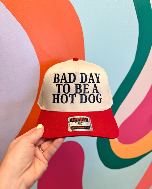 Bad Day To Be A Hot Dog Red Embroidered Hat
