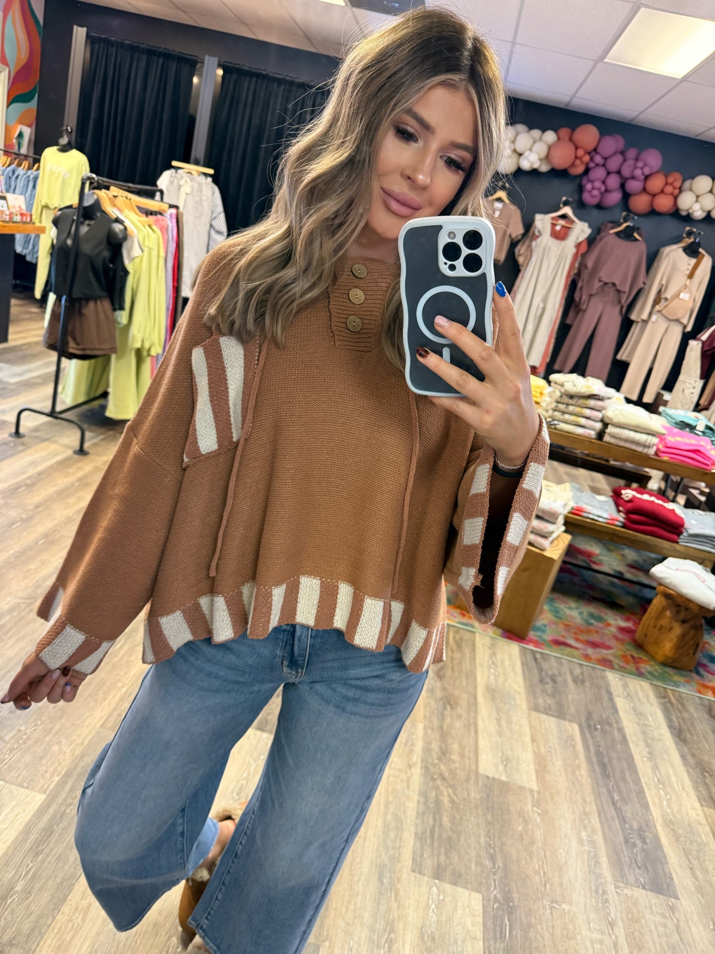 Nellie Color Block Stripe Knit Hoodie