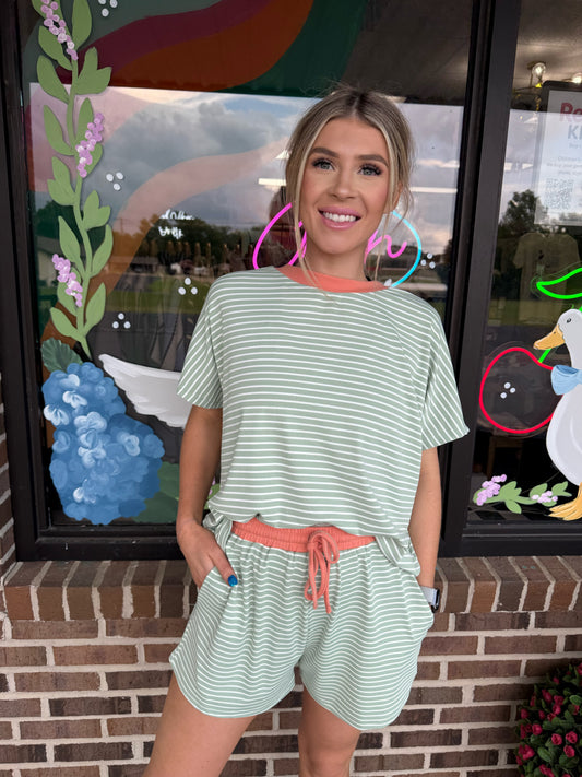 Jane Striped Knit Top and Shorts Set