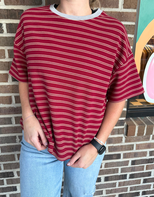 Caydee Striped Waffle Knit Top