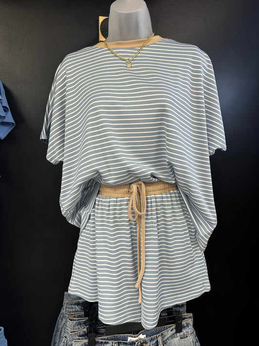 Blaire Striped Knit Top and Shorts Set