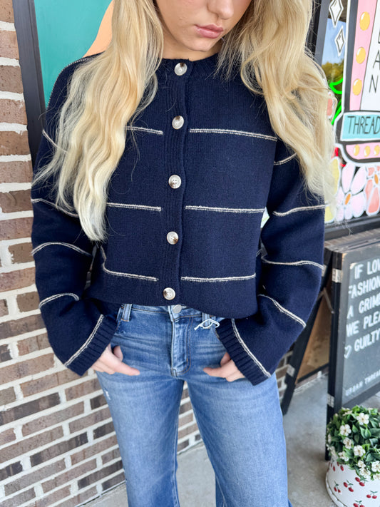 Eliza Striped Button Up Cardigan