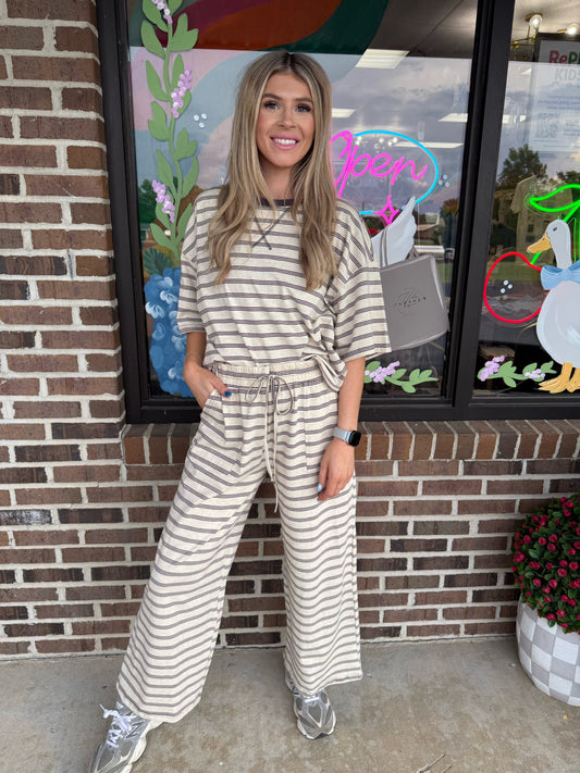 Whitney Striped Wide Leg Pants Set