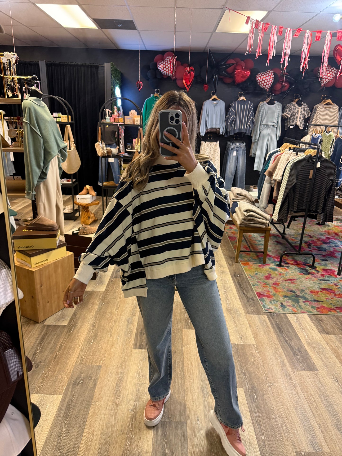 Shelby Striped Oversized Crewneck Sweatshirt