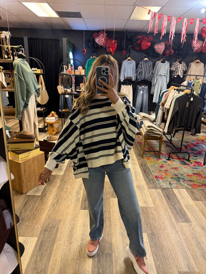 Shelby Striped Oversized Crewneck Sweatshirt