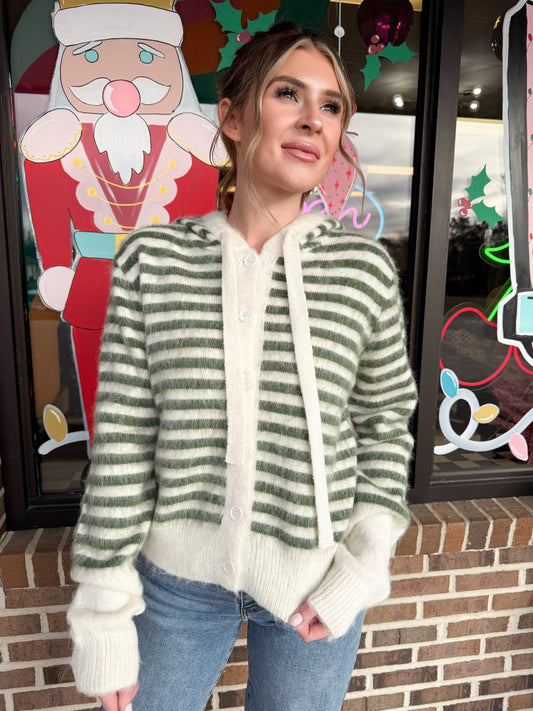 Cassie Striped Hooded Cardigan