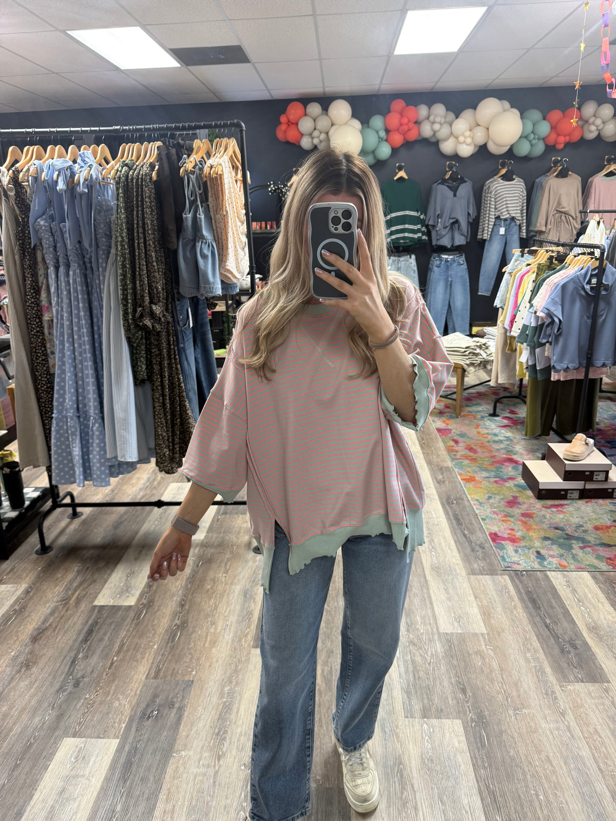 Nyla Lattice Edge Short Sleeve Sweatshirt