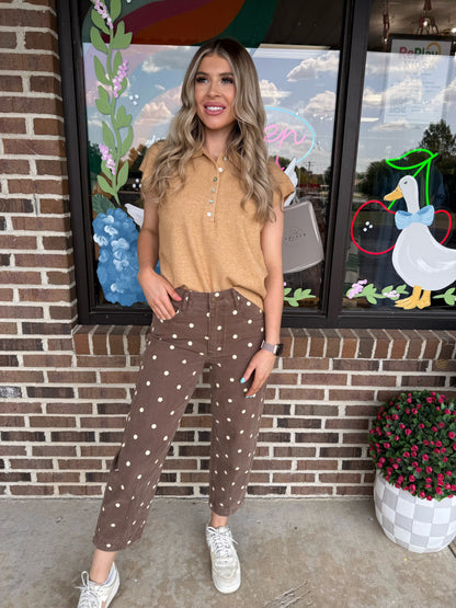 Whitt Polka Dot Cropped Denim Jeans