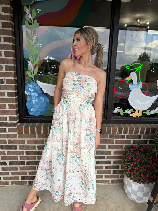 Meadow Ruched Midi Dress