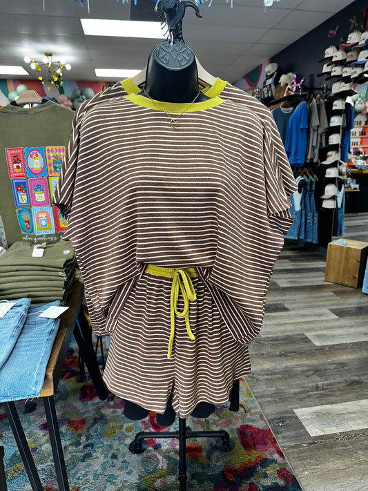 Hallee Striped Knit Top and Shorts Set