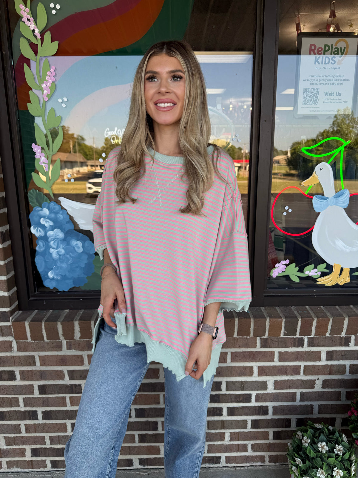 Nyla Lattice Edge Short Sleeve Sweatshirt