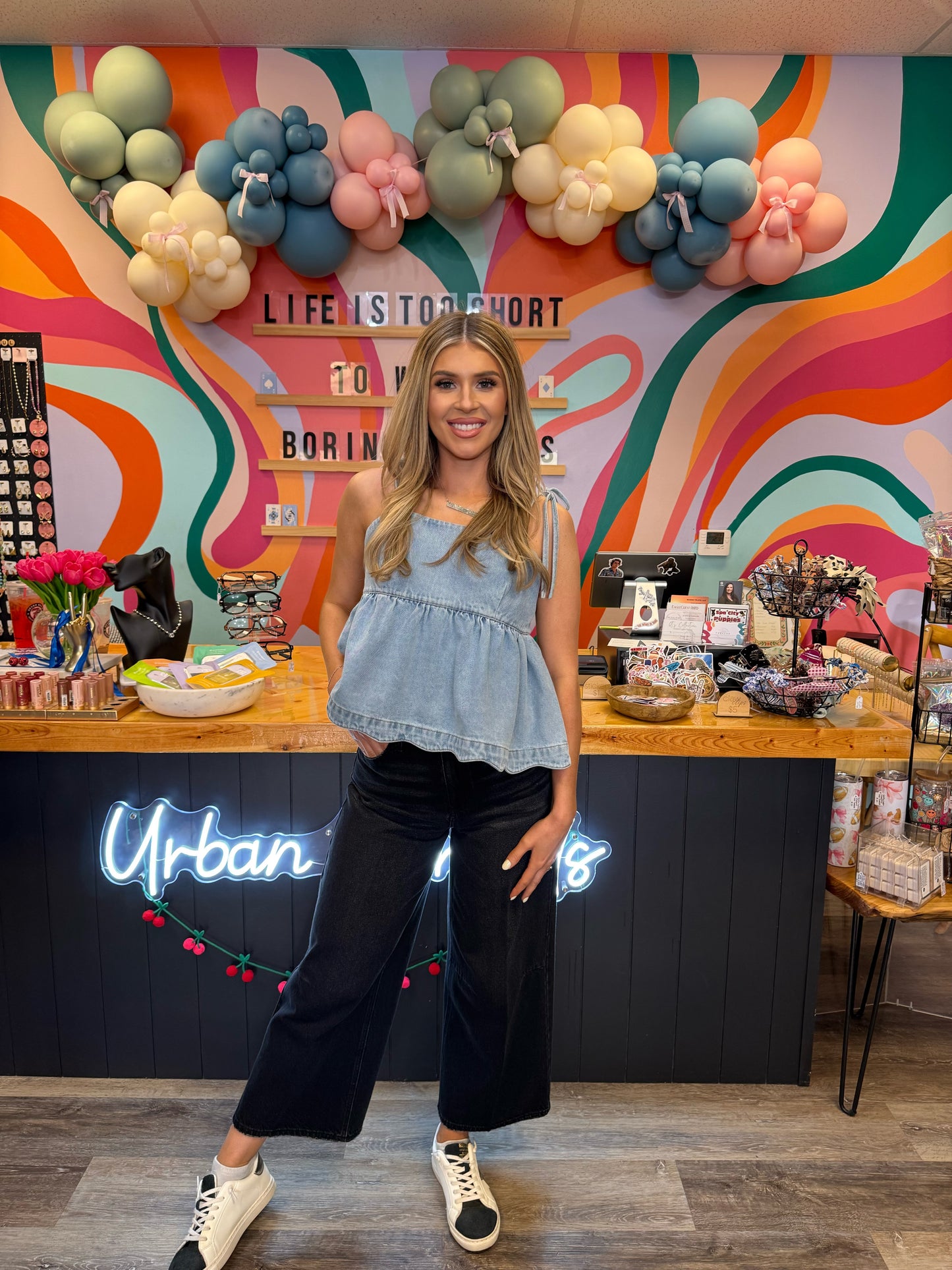 Denim Peplum Top