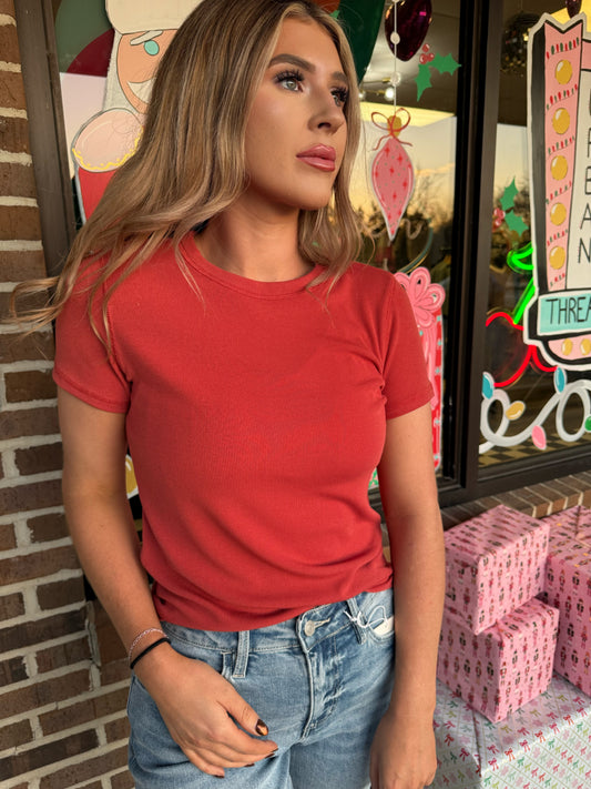 Terra Ribbed Basic Tee