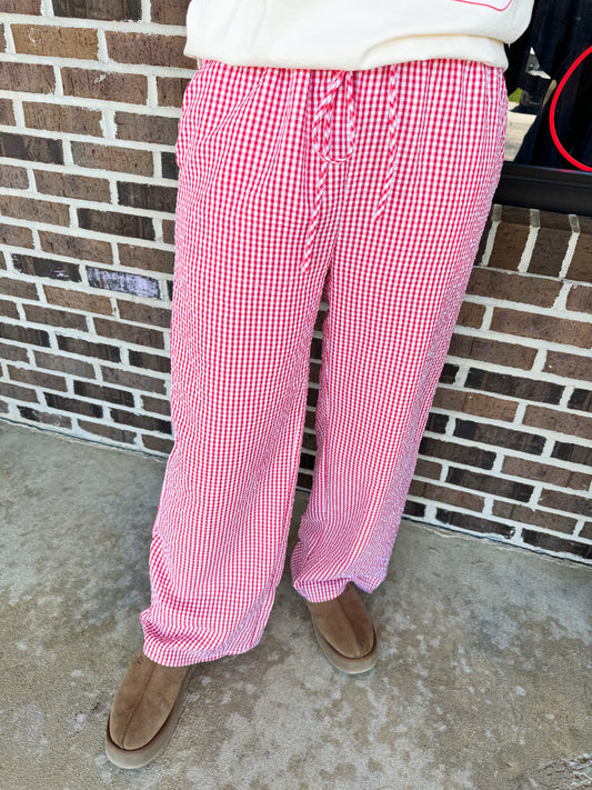 Red Gingham Boxer Pants