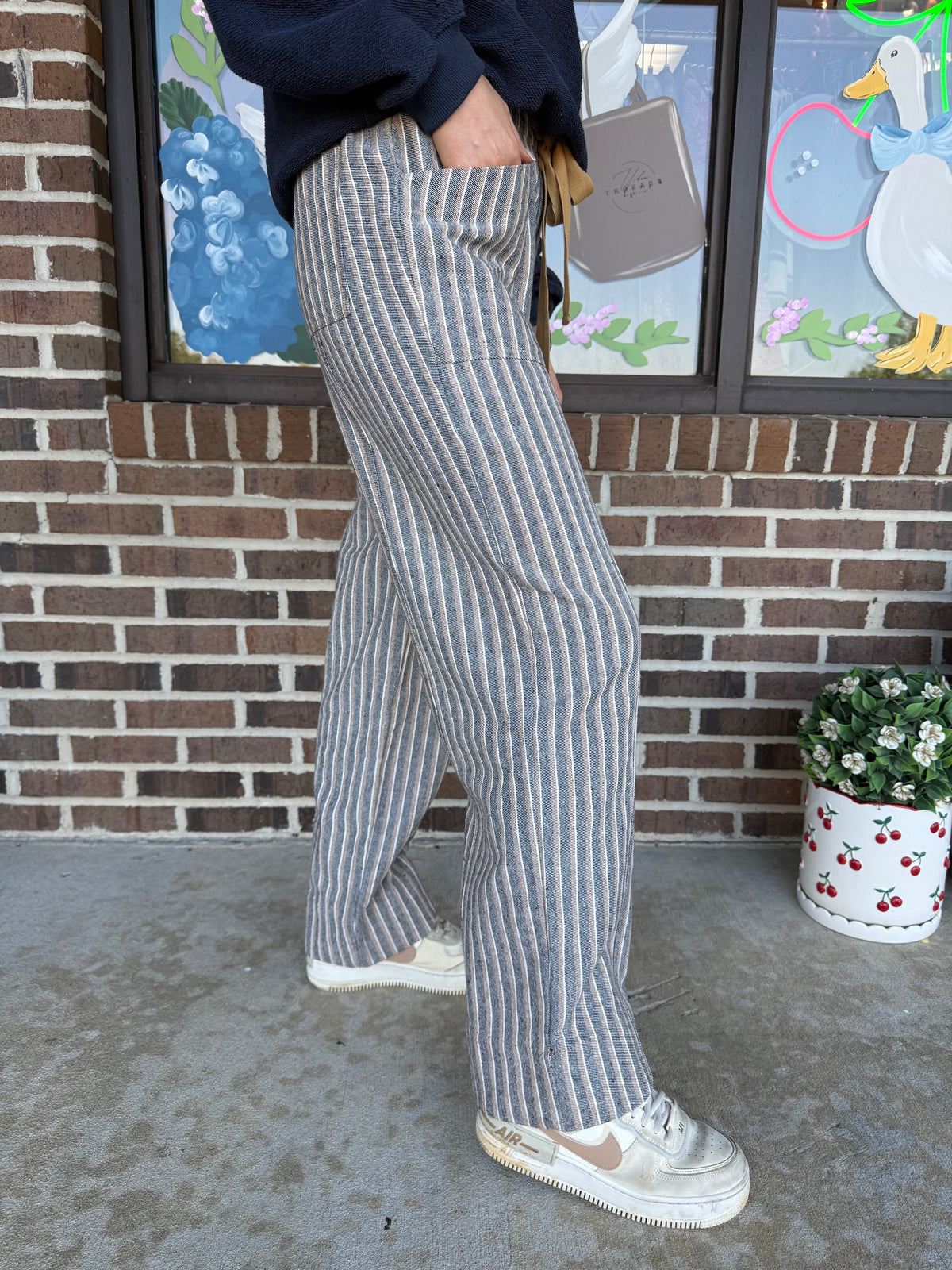 Shay Striped Wide Leg Drawstring Pants
