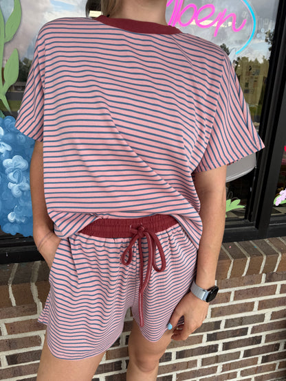 Raegan Striped Knit Top and Shorts Set