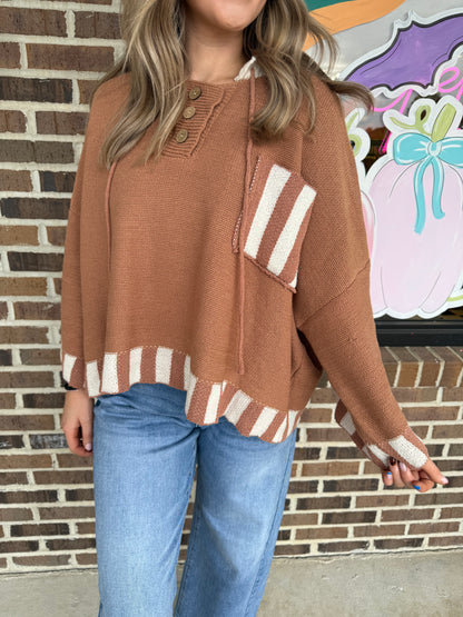 Nellie Color Block Stripe Knit Hoodie