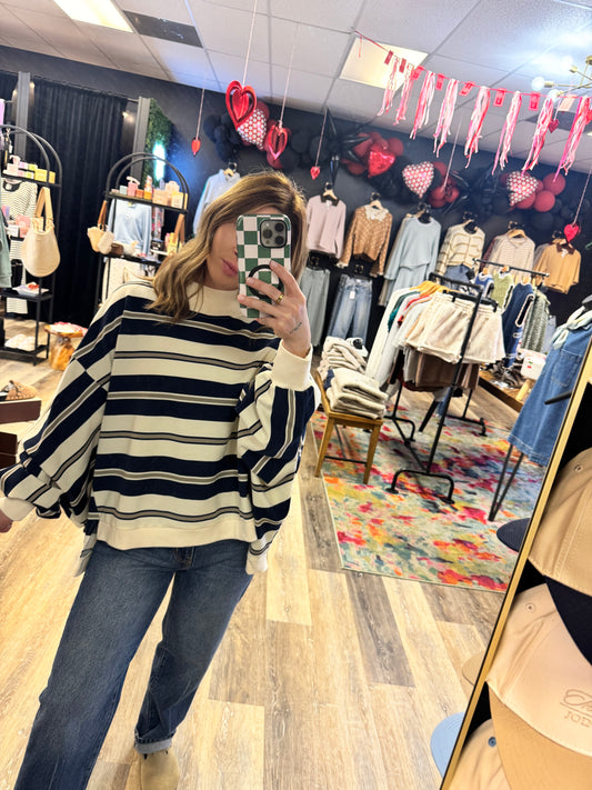 Shelby Striped Oversized Crewneck Sweatshirt